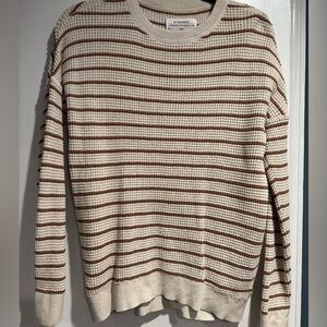 100% Cotton REI Cooperative Cream and Brown Waffle Sweater